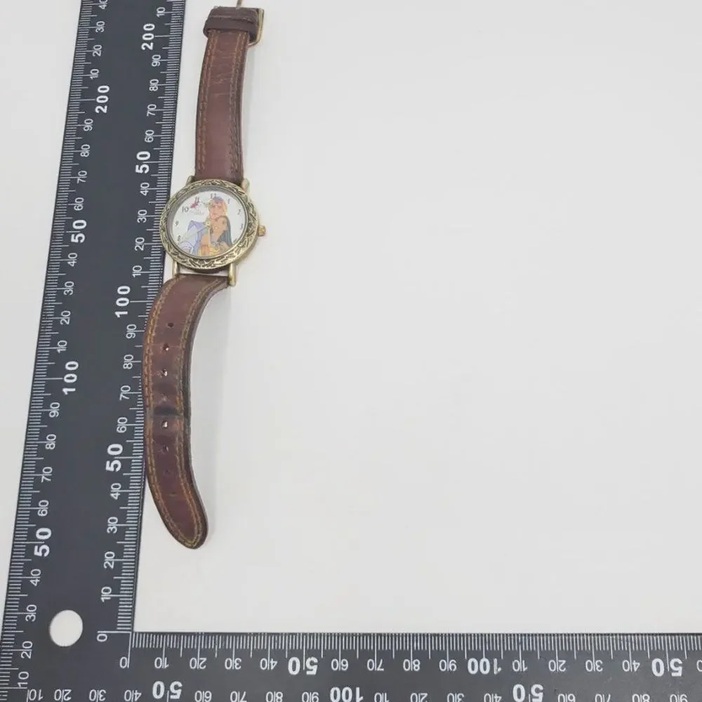 Disney X Timex Pocahontas Brass w Moving Leaves, Brown Band Watch